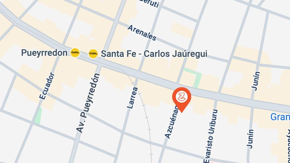 Mapa de ubicación de Sede Azcuénaga, Azcuénaga 1077, 5º A y 4º D, Recoleta